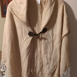 Elegant Cream Women's Poncho Coat